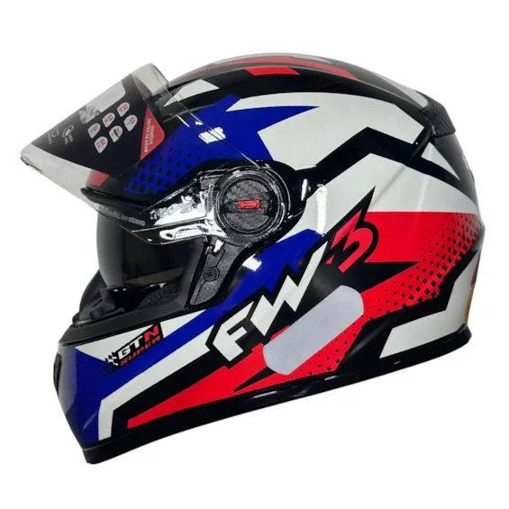 Capacete FW3 GTN Racing Preto, Azul e Vermelho