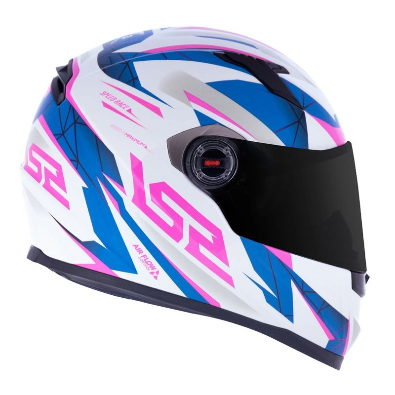 Capacete LS2 FF358 Speed Race Branco/Azul/Rosa
